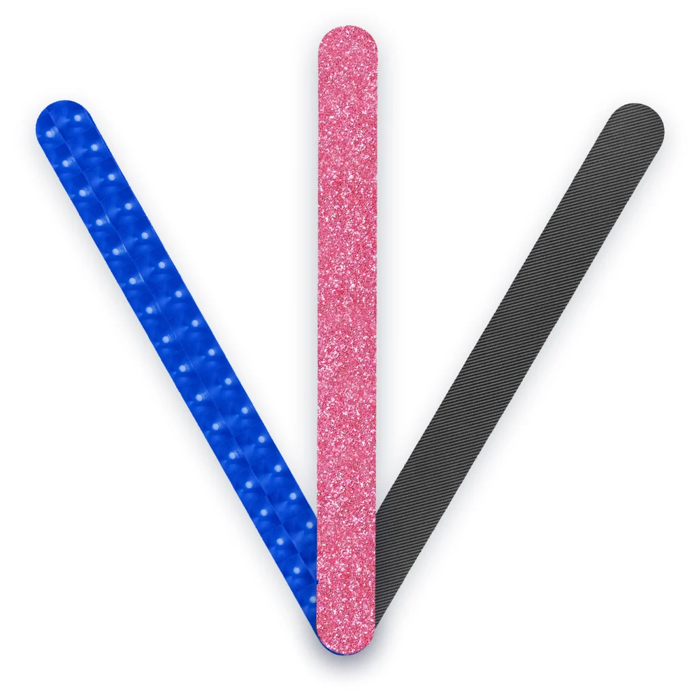 NomadX round edge only padel racket protectors in Cat Eye Blue, Glitter Pink and Carbon Fibre Black