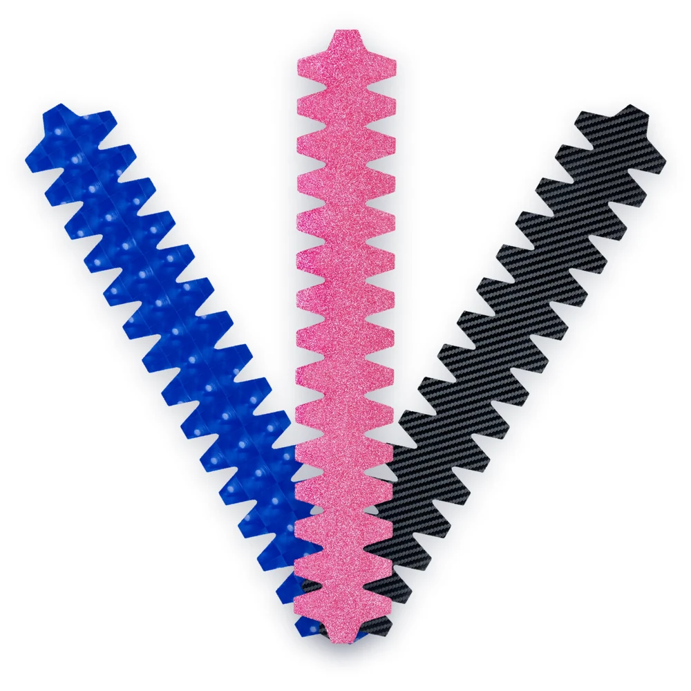 NomadX toothed padel racket protectors in Cat Eye Blue, Glitter Pink and Carbon Fibre Black